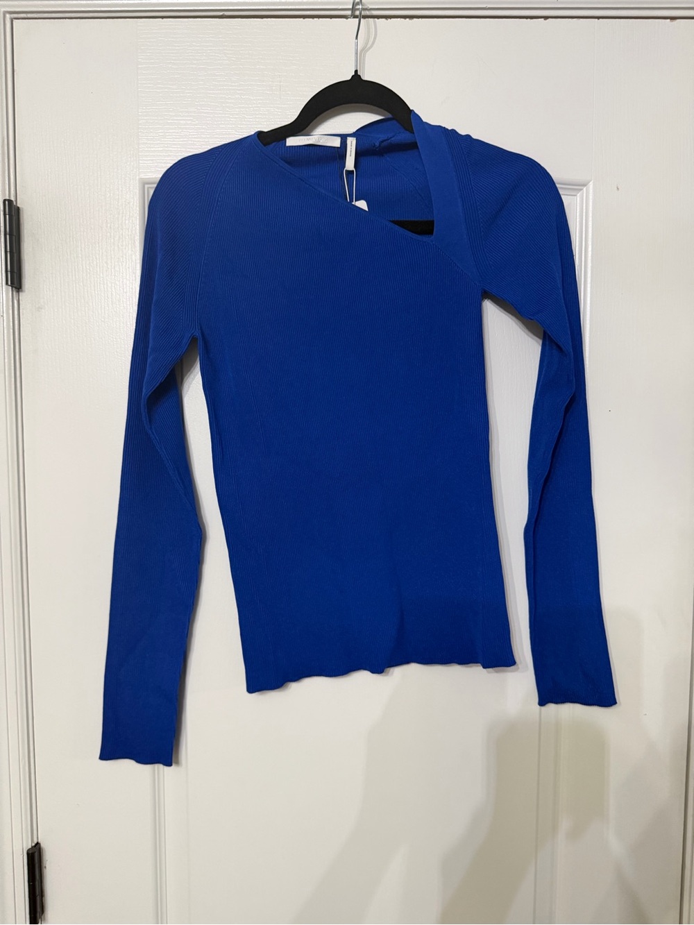 NWT HELMUT LANG Cutout Ribbed Long-Sleeve Top in Royal Blue